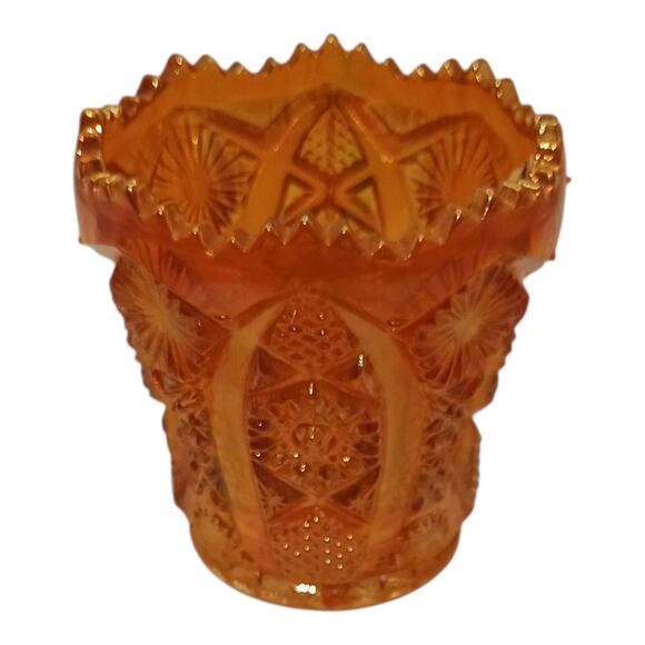 Imperial Marigold Carnival Glass Bellaire Pattern Toothpick Holder Vintage - Picture 2 of 9